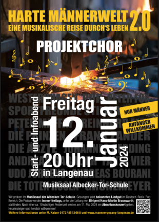 Einladungsplakat zum Chorprojekt "Harte Männerwelt 2.0"